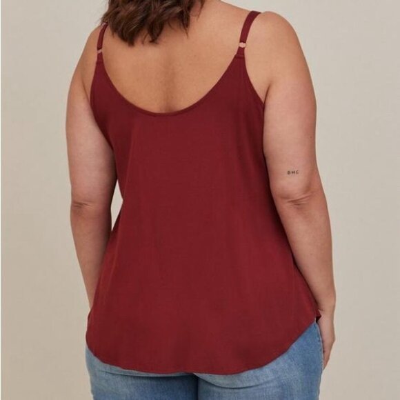 🆕 NWT torrid 4 Red Brown Ava Stretch Challis Lace Trim Cami 26 28 4XL XXXXL - Picture 12 of 12